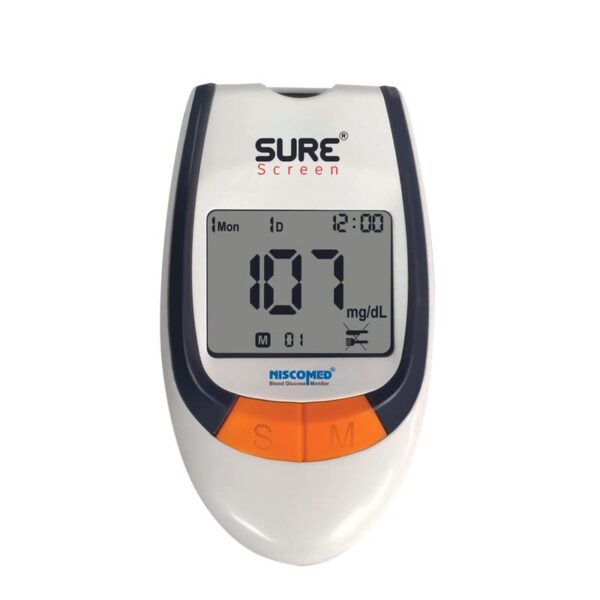 Niscomed Surescreen Glucose Blood Sugar testing Painfree Monitor with 75 Strips Glucometer (White)