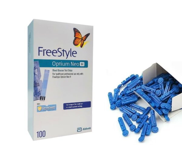 Abbott Optium Neo H Blood Glucose Test Strips – Pack of 100, Easy and Accurate Monitoring Glucometer Lancets (100)