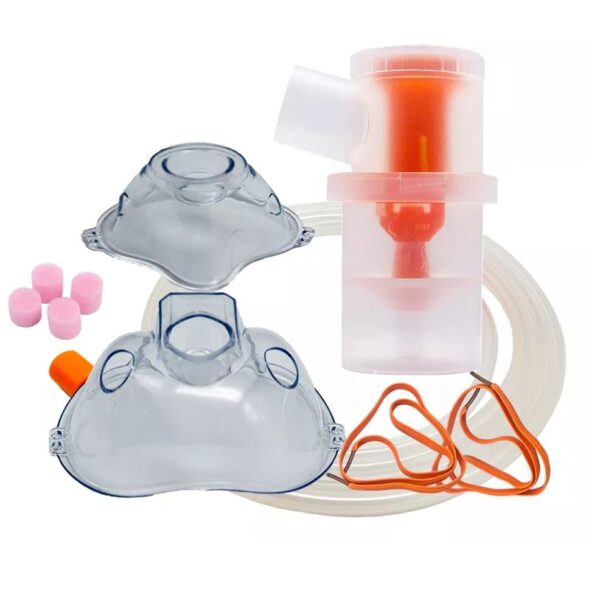 Control D Respiratory Child & Adult Mask Kit, Air Filters & Adjustable Medicine Chamber Nebulizer (Transparent, Orange)