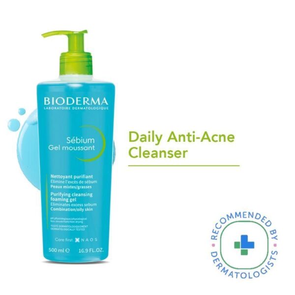 Bioderma Cleanser – Sebium Gel Moussant – Acne Defence Cleanser For Oily Acne Prone Skin 500ml