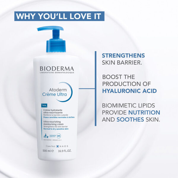 Bioderma Niacinamide Moisturizer – Atoderm Creme Ultra-Boosts Hyaluronic Acid, Ceramides 500ml