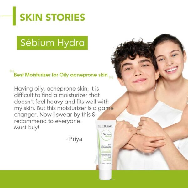 Bioderma Moisturizer Sebium Hydra for Oily, Acne-Prone Skin with Ceramides for 24H Hydration 40ml