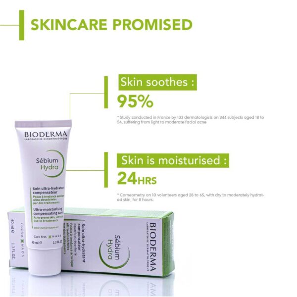 Bioderma Moisturizer Sebium Hydra for Oily, Acne-Prone Skin with Ceramides for 24H Hydration 40ml