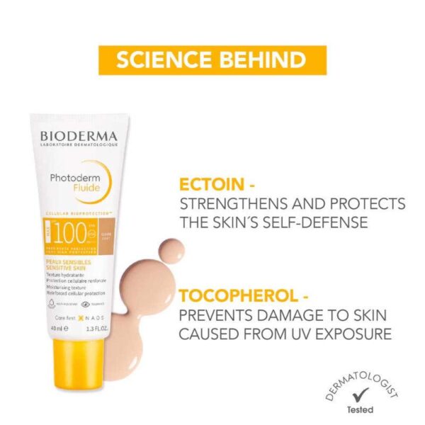 Bioderma SPF 100+ Tinted Sunscreen – Photoderm Aquafluide Claire With UVA Protection 40ml